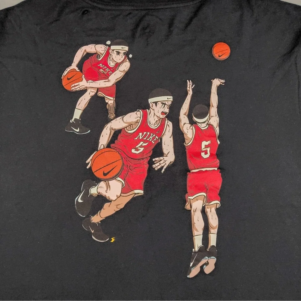 Nike Anime Basketball Graphic T Shirt Mens XL Black Swoosh Sports Cotton Tee